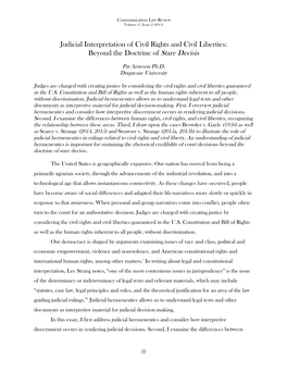 Judicial Interpretation of Civil Rights and Civil Liberties: Beyond the Doctrine of Stare Decisis