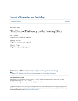 The Effect of Disfluency on the Framing Effect,