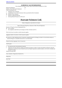 Axovant Sciences Ltd