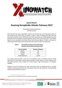 Gauteng Xenophobic Attacks February 2017