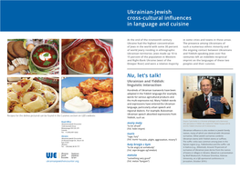 Ukrainian-Jewish Cross-Cultural Influences in Language and Cuisine