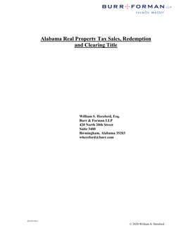 Alabama Real Property Tax Sales, Redemption and Clearing Title