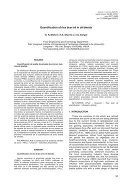 Quantification of Rice Bran Oil in Oil Blends