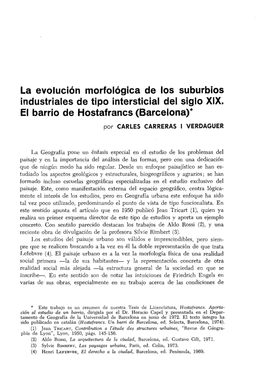 La Evolución Morfológica De 10S Suburbios Industriales De Tipo Intersticial Del Siglo XIX