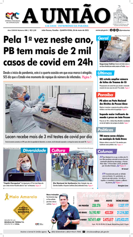 Pela 1A Vez Neste Ano, PB Tem Mais De 2 Mil Casos De Covid Em