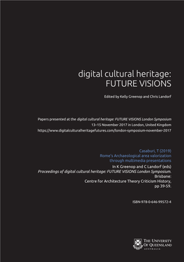 Digital Cultural Heritage: FUTURE VISIONS