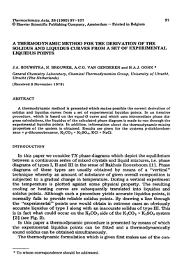 A Thermodynamic Method for the Derivation of the Solidus and Liquidus Curves from a Set of Experimental Liquidus Points