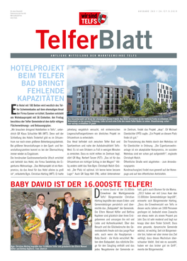 Telferblatt AMTLICHE MITTEILUNG DER MARKTGEMEINDE TELFS