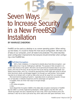 Seven Ways to Increase Security in a New Freebsd Installation by MARIUSZ ZABORSKI