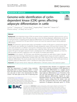 Genome-Wide Identification of Cyclin-Dependent Kinase (CDK