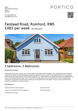 Felstead Road, Romford, RM5 £483 Per Week