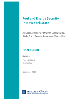 Fuel and Energy Security in New York State