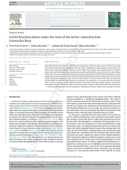 Useful Brazilian Plants Under the View of the Writer-Naturalist João Guimarães Rosa