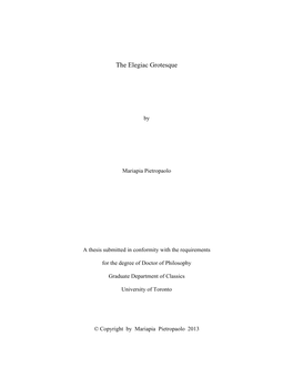 The Elegiac Grotesque