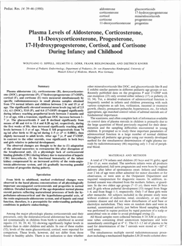 Plasma Levels of Aldosterone, Corticosterone, 1 1