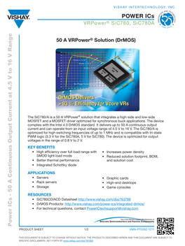 Power Ics - 50 a Continuous Output Current at 4.5 V to 16 V Range SPECIFIC DISCLAIMERS, SET FORTH at THIS DOCUMENT ISSUBJECT TOCHANGE WITHOUTNOTICE