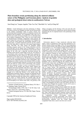 Plate-Boundary Strain Partitioning Along the Sinistral Collision Suture of the Philippine and Eurasian Plates: Analysis of Geod