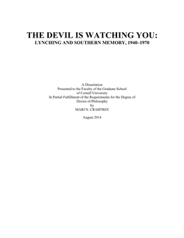 The Devil Is Watching You: Lynching and Southern Memory, 1940–1970