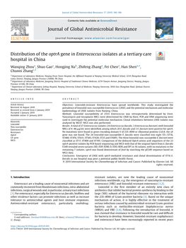 Distribution of the Optra Gene in Enterococcus Isolates at a Tertiary Care Hospital in China