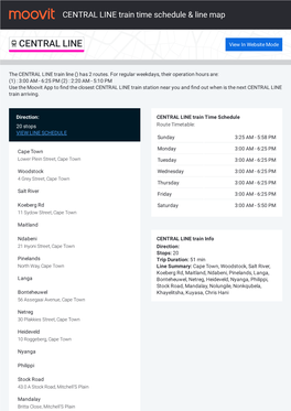 CENTRAL LINE Train Time Schedule & Line Route