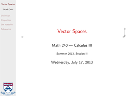 Vector Spaces