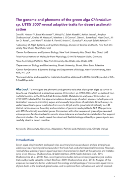 The Genome and Phenome of the Green Alga Chloroidium Sp