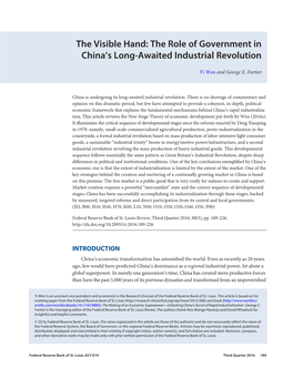 The Role of Government in Chinas Long-Awaited Industrial Revolution