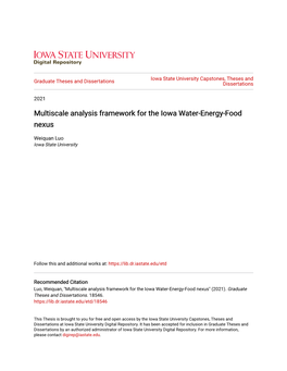 Multiscale Analysis Framework for the Iowa Water-Energy-Food Nexus