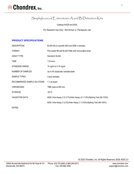 Staphylococcal Enterotoxin a and B Detection Kits