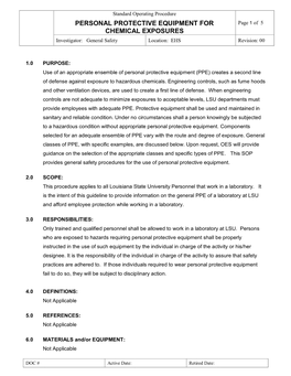 Personal Protective Equipment for Chemical