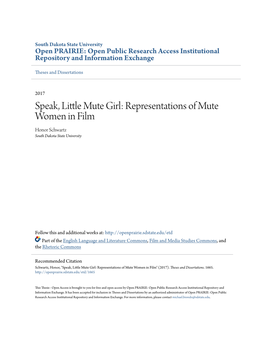 Representations of Mute Women in Film Honor Schwartz South Dakota State University