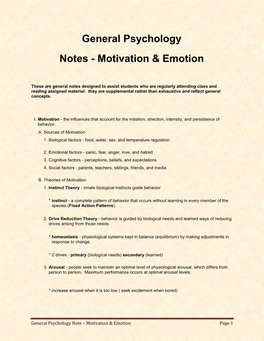 Motivation & Emotion