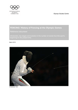 FENCING: History of Fencing at the Olympic Games Reference Document