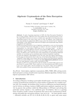 Algebraic Cryptanalysis of the Data Encryption Standard