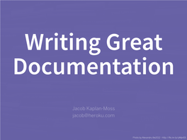 Writing Great Documentation