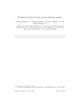 Prediction of Short Linear Protein Binding Regions