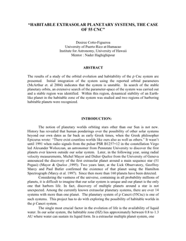 “Habitable Extrasolar Planetary Systems, the Case of 55 Cnc”