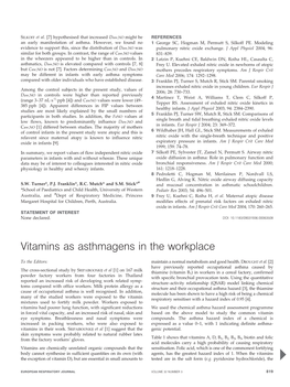 Vitamins As Asthmagens in the Workplace