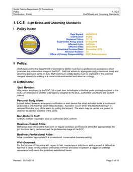 1.1.C.5 Staff Dress and Grooming Standards