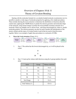 Overview of Chapters 10 & 11 Theory of Covalent Bonding