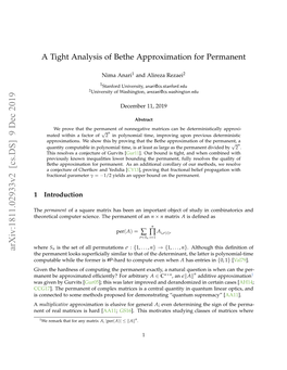 A Tight Analysis of Bethe Approximation for Permanent
