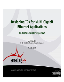 Designing Ics for Multi-Gigabit Eth T a Li Ti Ethernet Applications