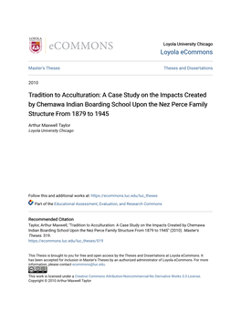 A Case Study on the Impacts Created by Chemawa Indian Boarding School Upon the Nez Perce Family Structure from 1879 to 1945