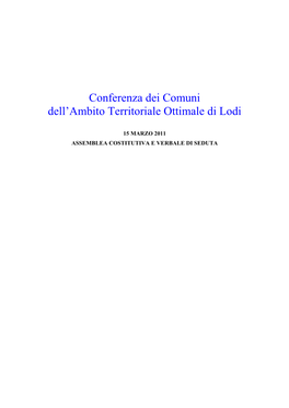 Conferenza Dei Comuni Dell'ambito Territoriale Ottimale Di Lodi