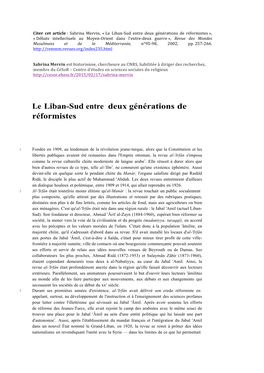 02Liban Sud Deux Generations