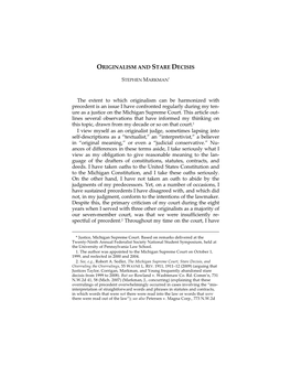 Originalism and Stare Decisis