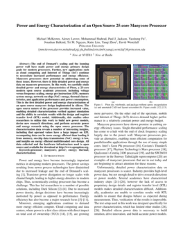 Power and Energy Characterization of an Open Source 25-Core Manycore Processor
