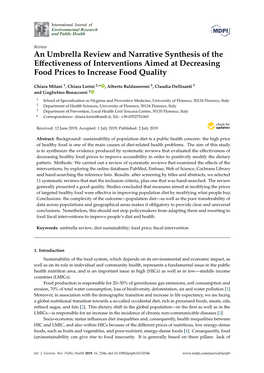 An Umbrella Review and Narrative Synthesis of the Effectiveness Of