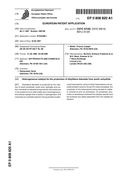 Heterogeneous Catalyst for the Production of Ethylidene Diacetate from Acetic Anhydride