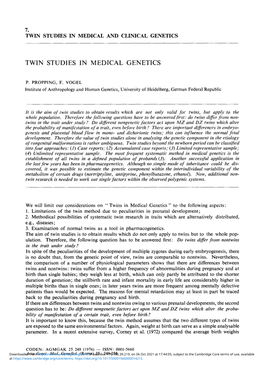 Twin Studies in Medical Genetics